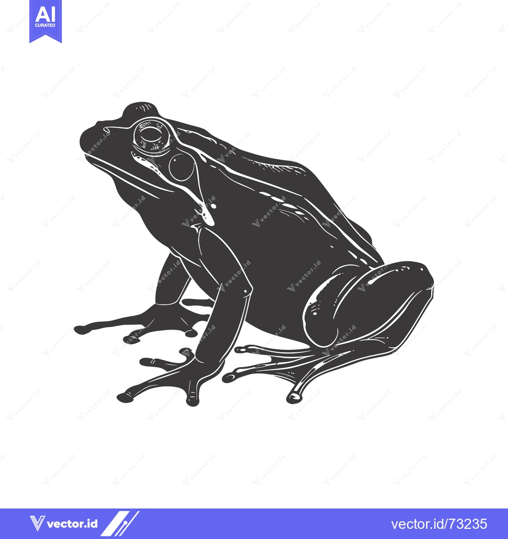 Premium Vector dari Black and White Illustration of a Sitting Frog