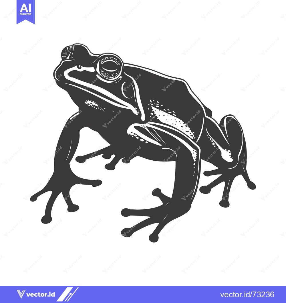 Premium Vector dari Black and White Illustration of a Frog in a Sitting Position