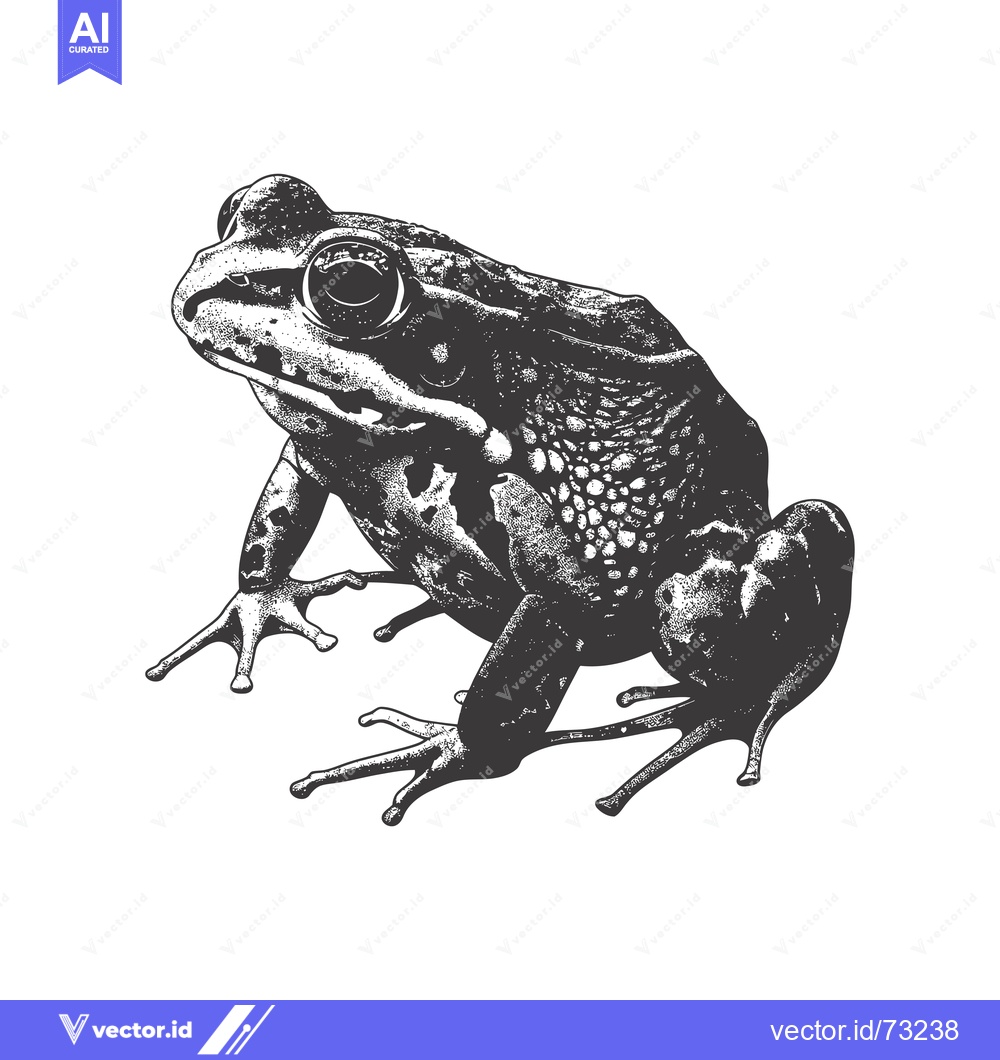 Premium Vector of Detailed Black and White Illustration of a Frog Sitting with its Legs
