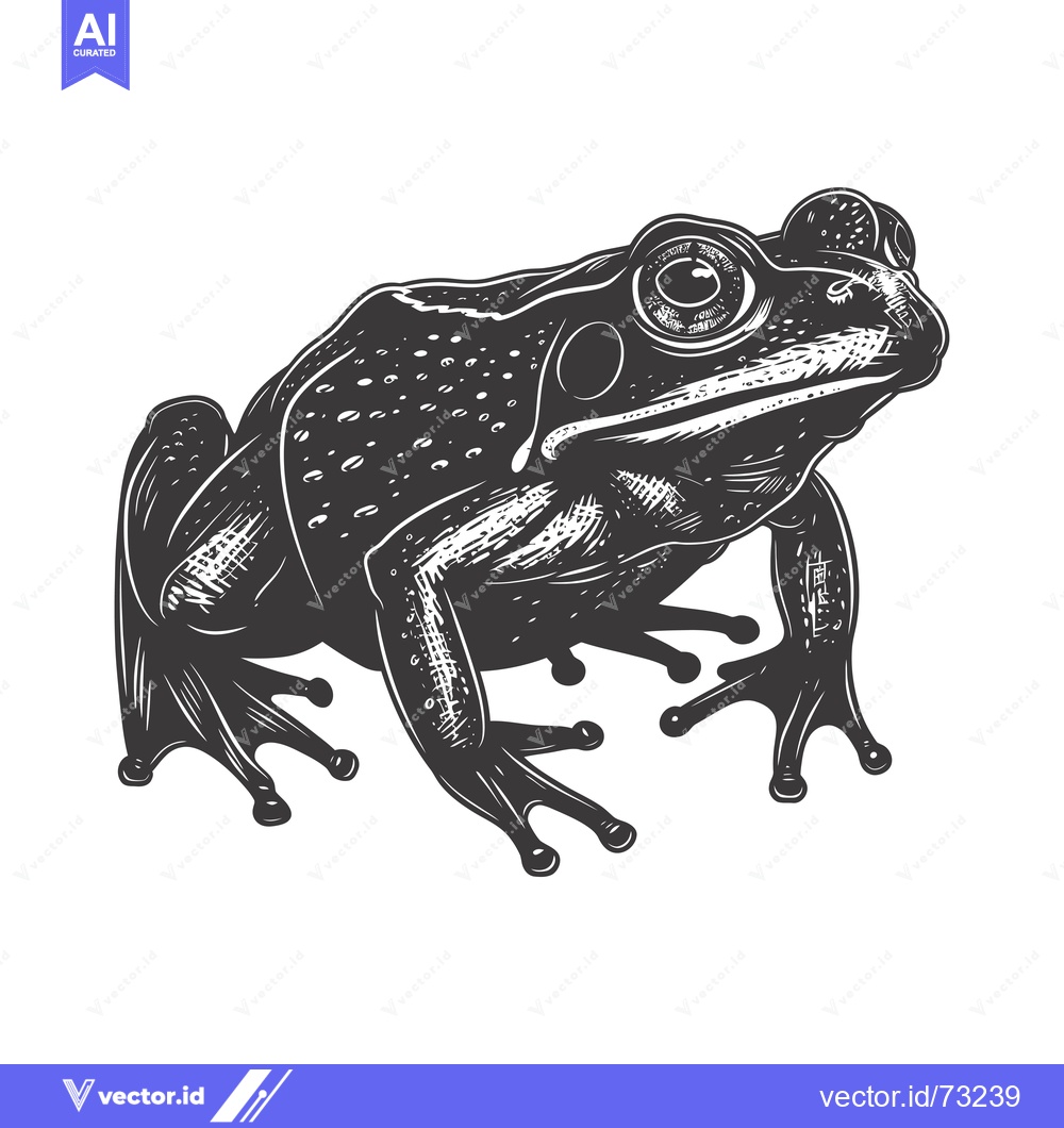 Premium Vector of Hand-drawn black and white illustration of a frog