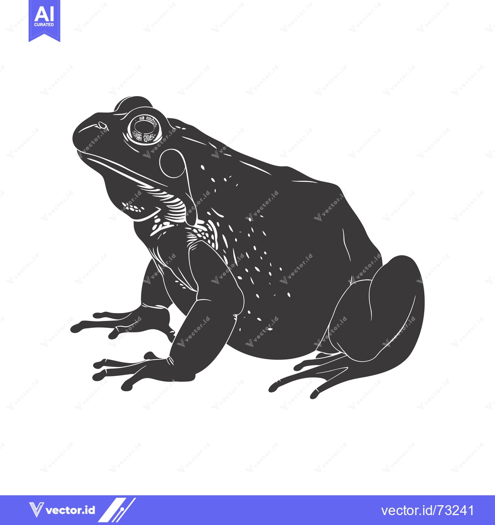Premium Vector of Black and White Silhouette of a Sitting Frog