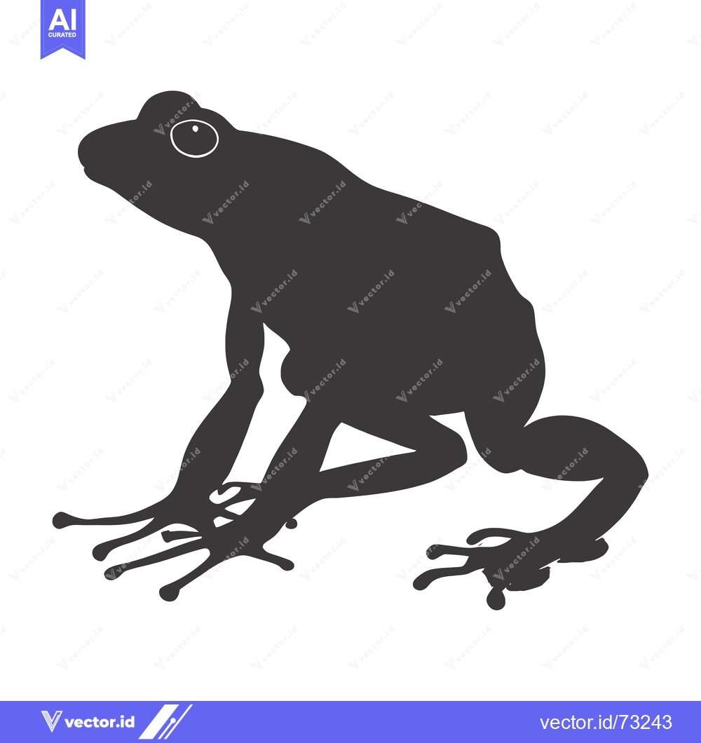Premium Vector dari A Black Silhouette of a Frog with One Visible Eye
