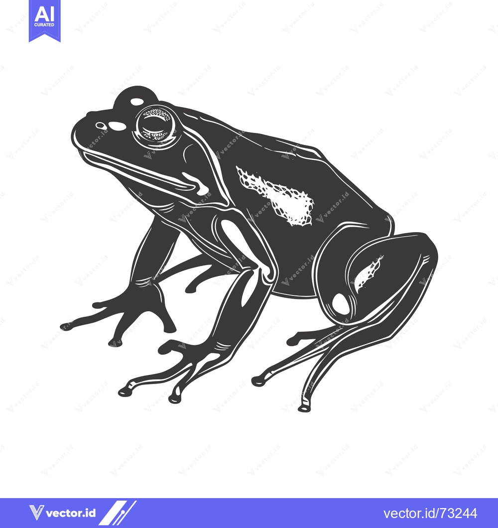 Premium Vector dari Black and White Illustration of a Frog Sitting with its Legs Spread Ou