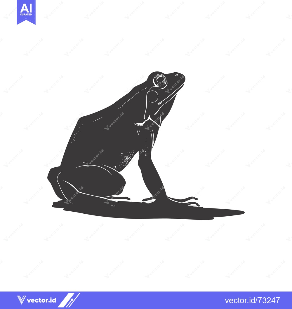 Premium Vector of A  Silhouette of a Frog Sitting on a White Background