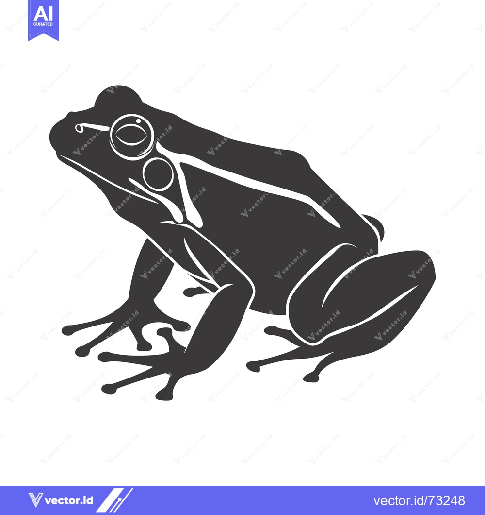 Premium Vector of Black and white silhouette of a frog sitting on a white background