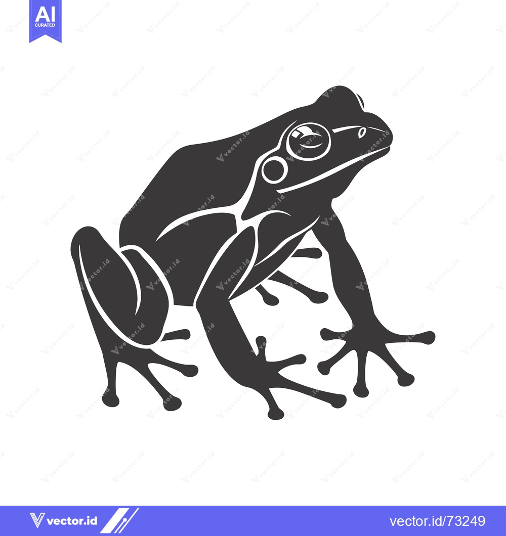 Premium Vector dari Black and White Silhouette of a Sitting Frog