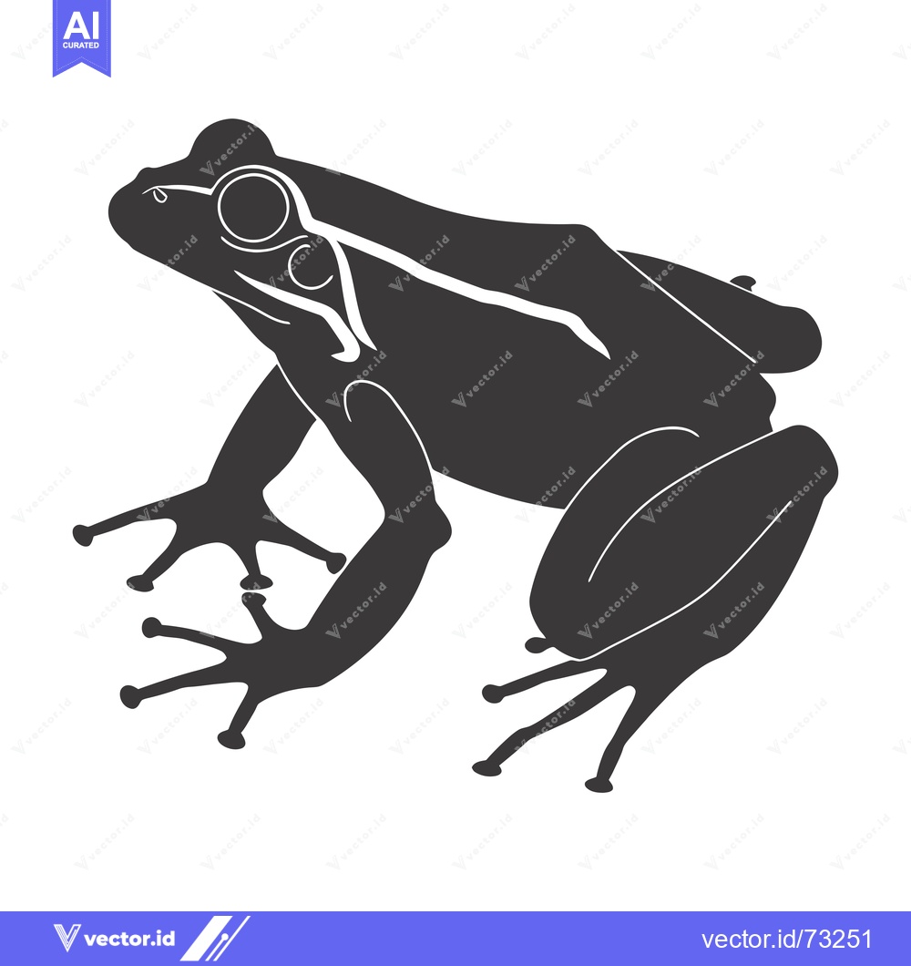 Premium Vector dari A black and white silhouette of a frog in a sitting position
