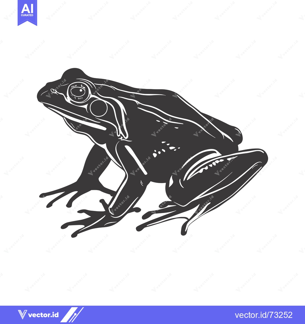 Premium Vector dari Black and White Silhouette of a Frog Sitting on a White Background