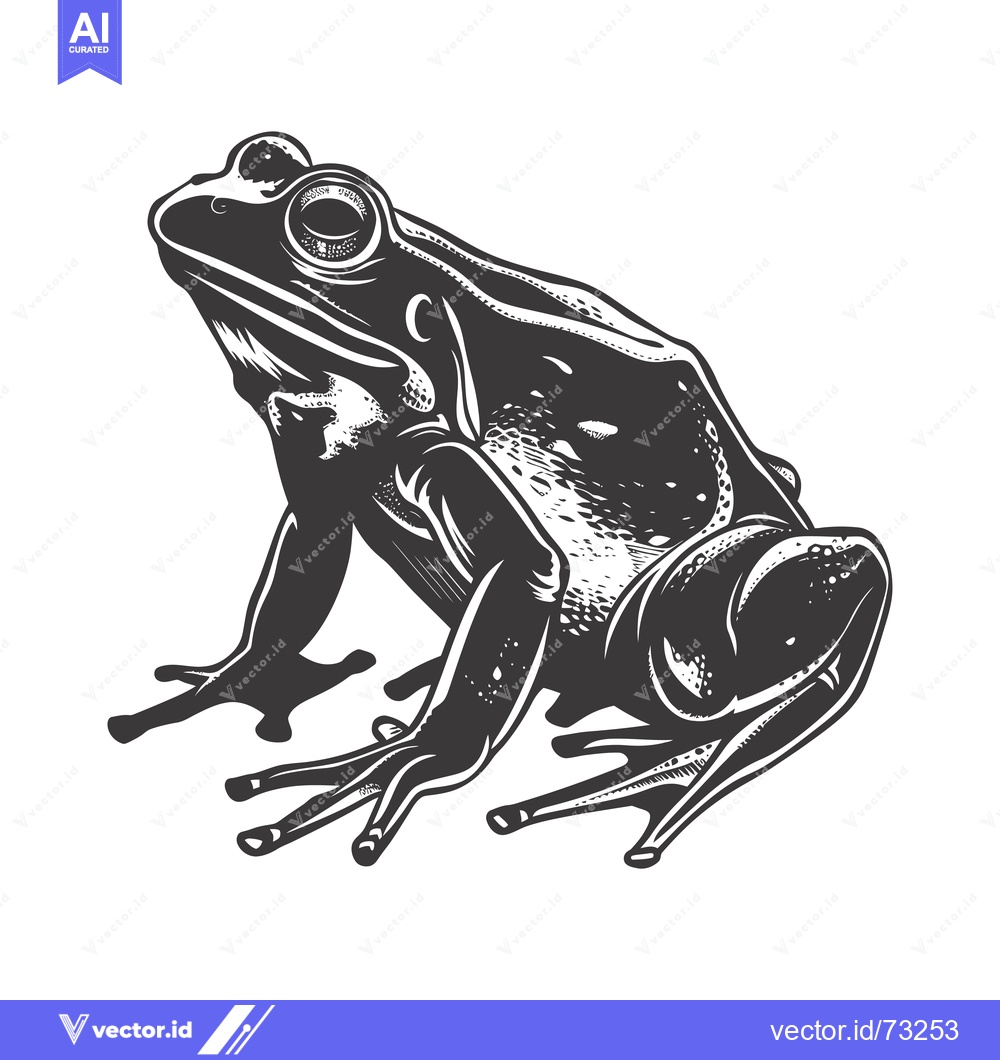 Premium Vector of A Detailed Black and White Illustration of a Frog