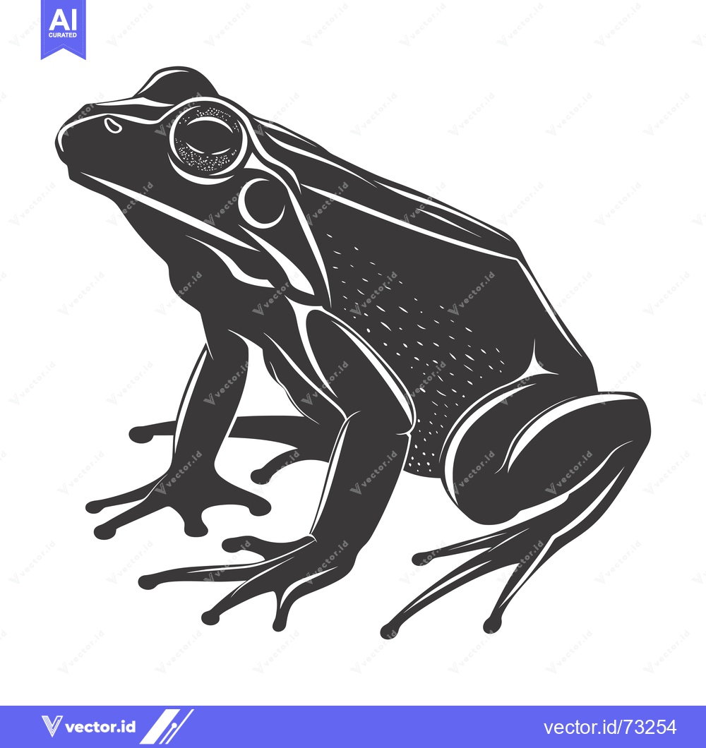 Premium Vector of Black and White Silhouette of a Frog