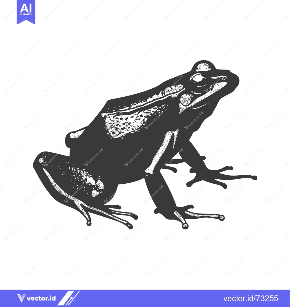 Premium Vector of A Black and White Illustration of a Sitting Frog