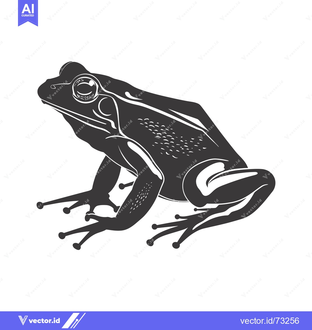 Premium Vector dari Black and White Illustration of a Sitting Frog