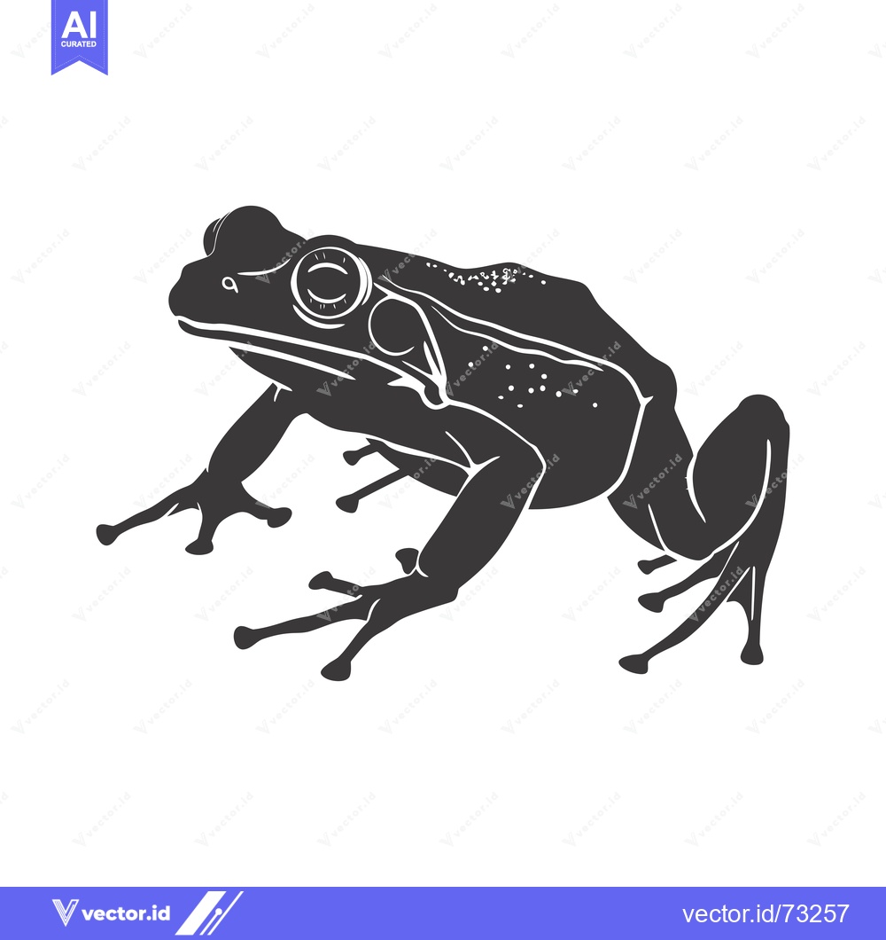 Premium Vector dari Black and White Silhouette of a Frog with Dotted Skin