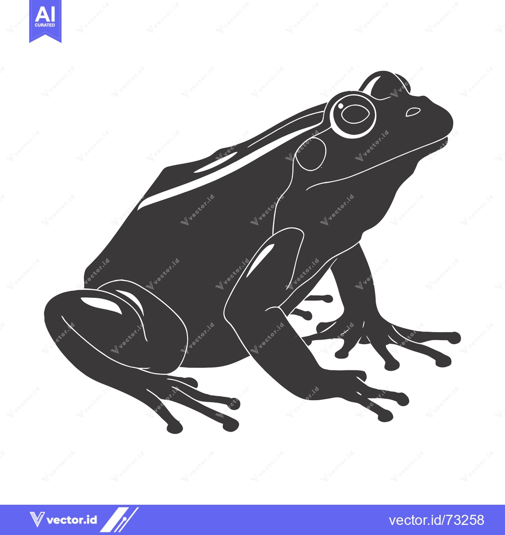 Premium Vector dari Black and White Silhouette of a Sitting Frog