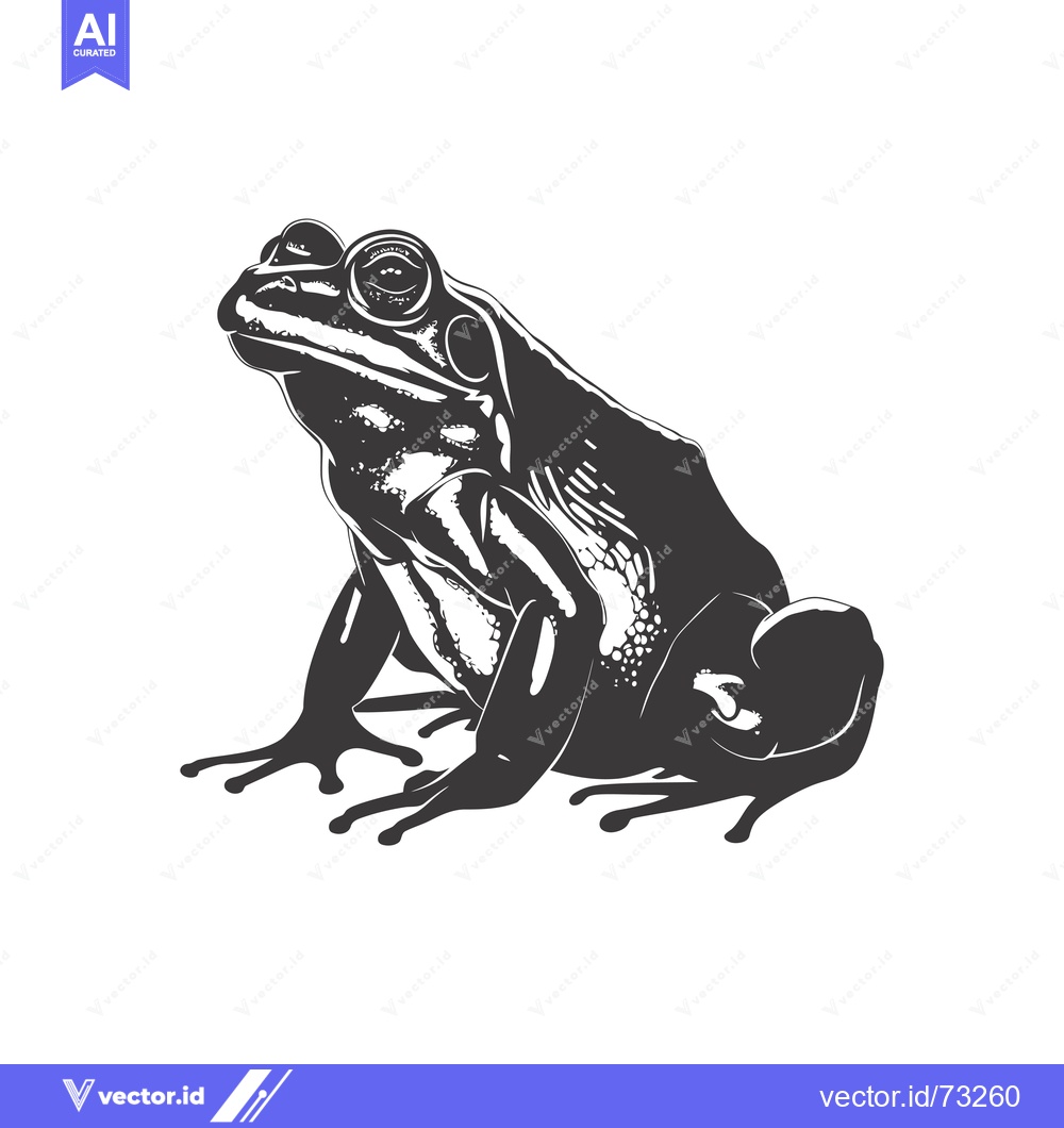 Premium Vector dari A detailed black and white illustration of a frog sitting with its hea