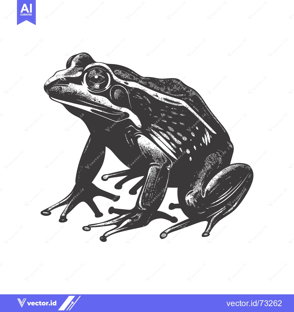 Premium Vector dari Detailed Black and White Illustration of a Frog