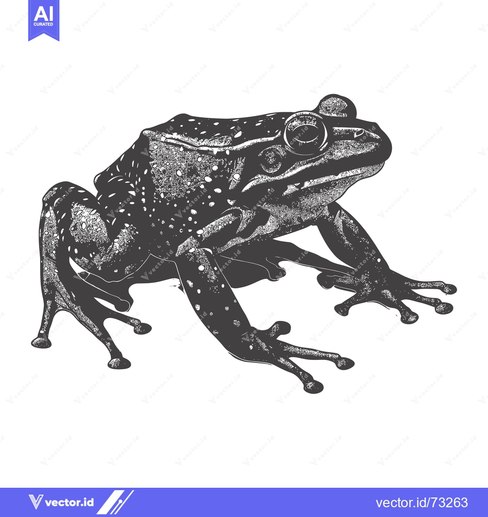 Premium Vector of Black and White Illustration of a Spotted Frog