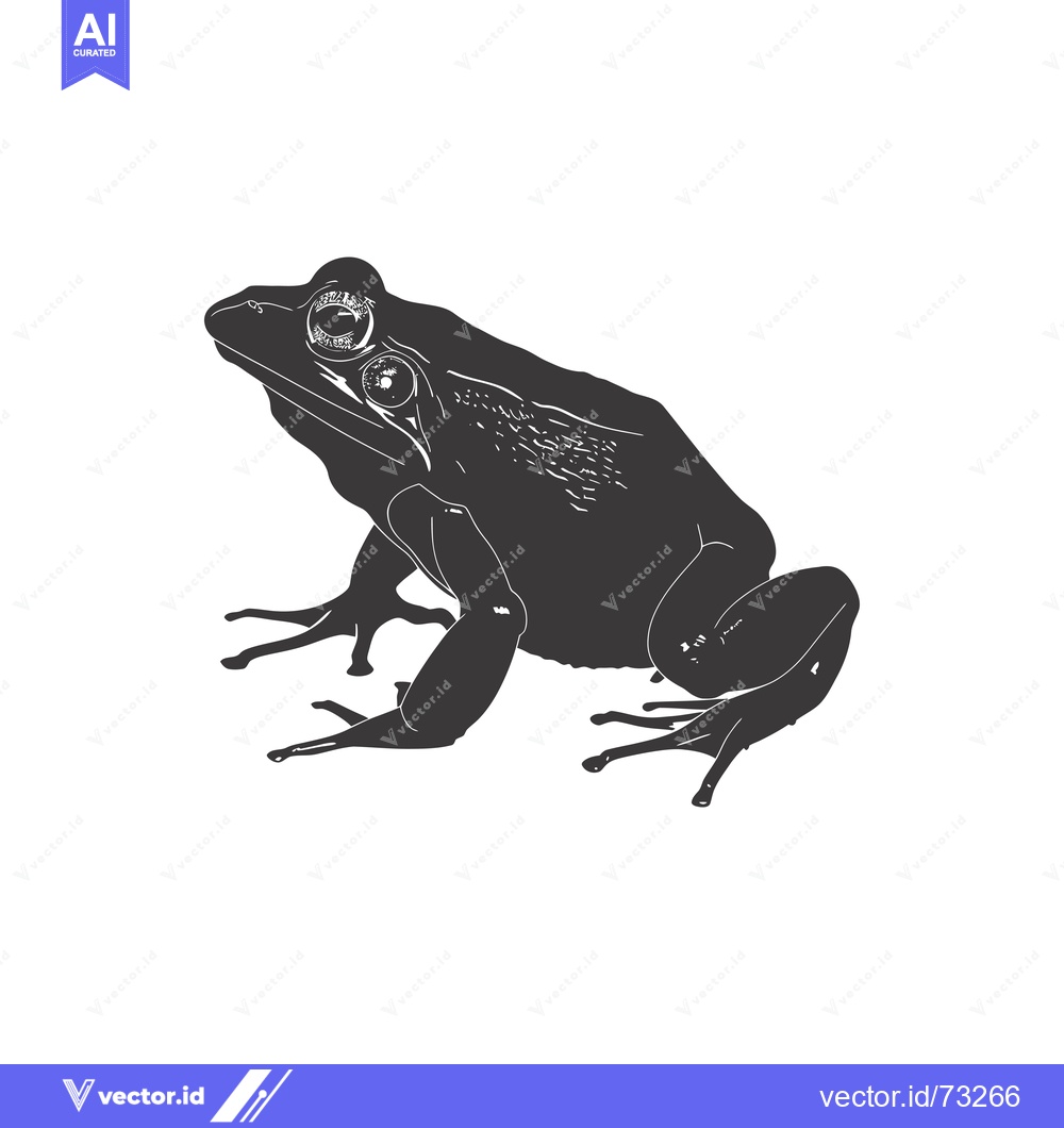 Premium Vector dari Black and White Silhouette of a Frog with Detailed Anatomy