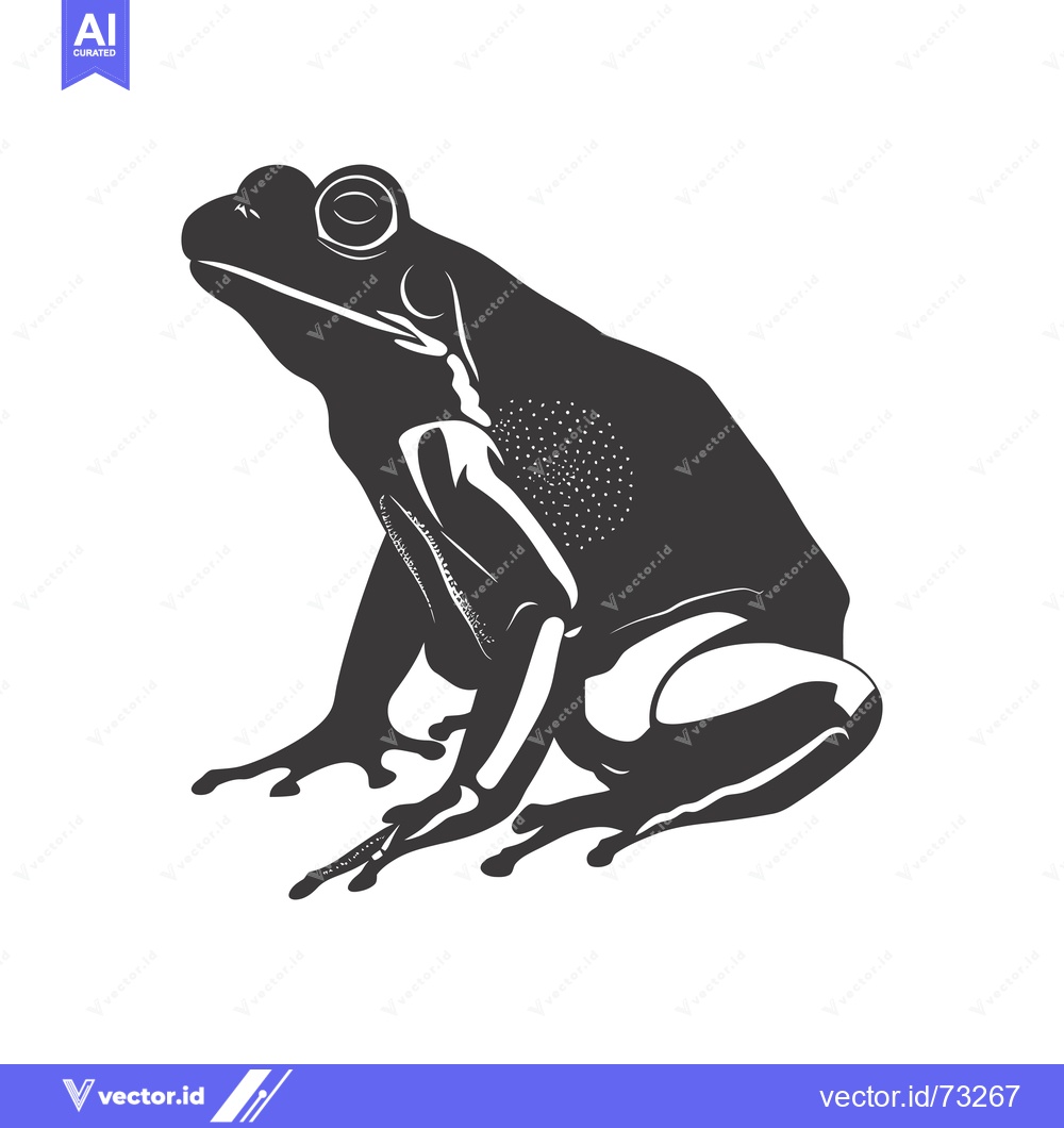 Premium Vector of Black and White Silhouette of a Frog Sitting