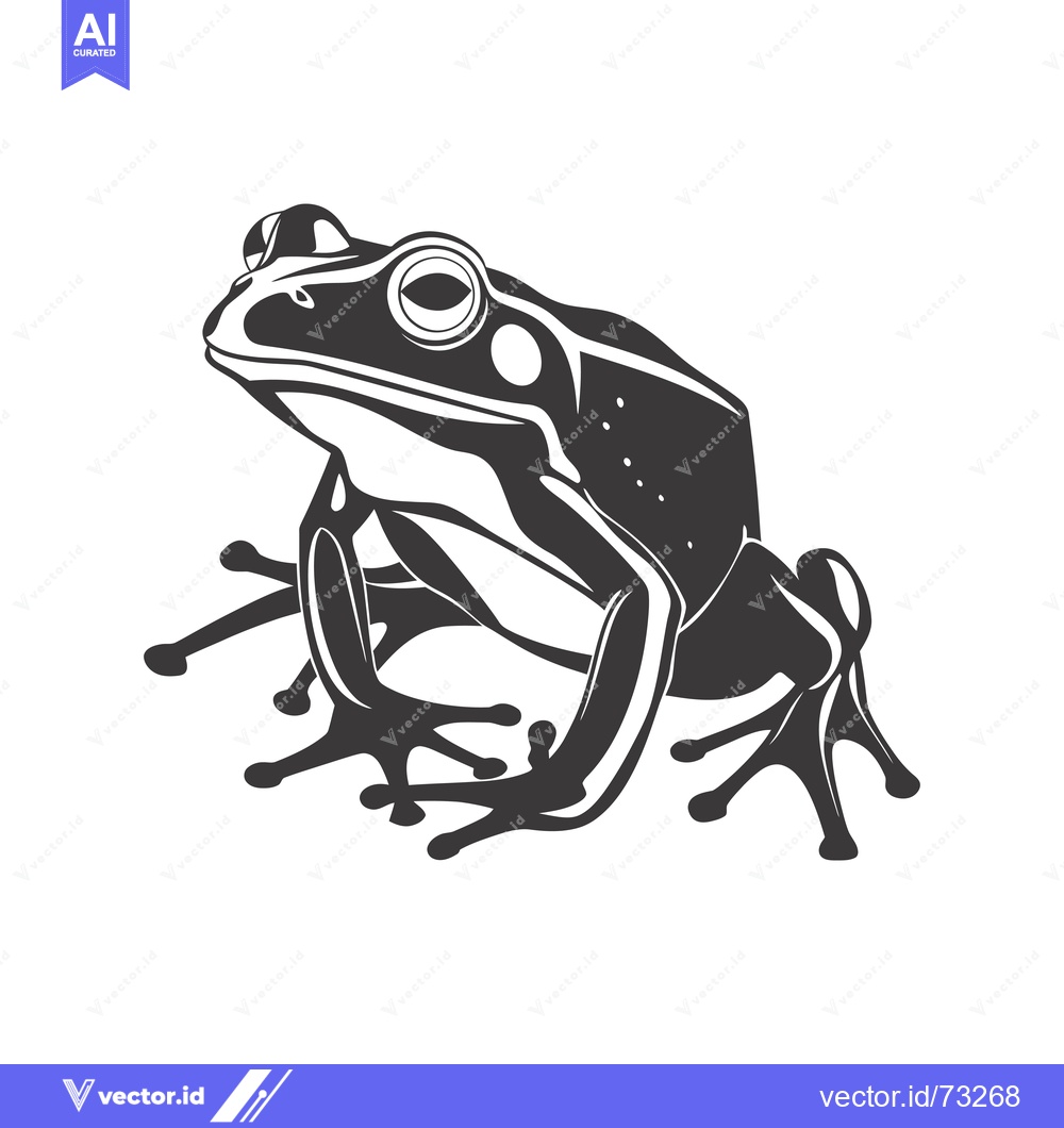 Premium Vector of Black and White Silhouette of a Frog with Detailed Features