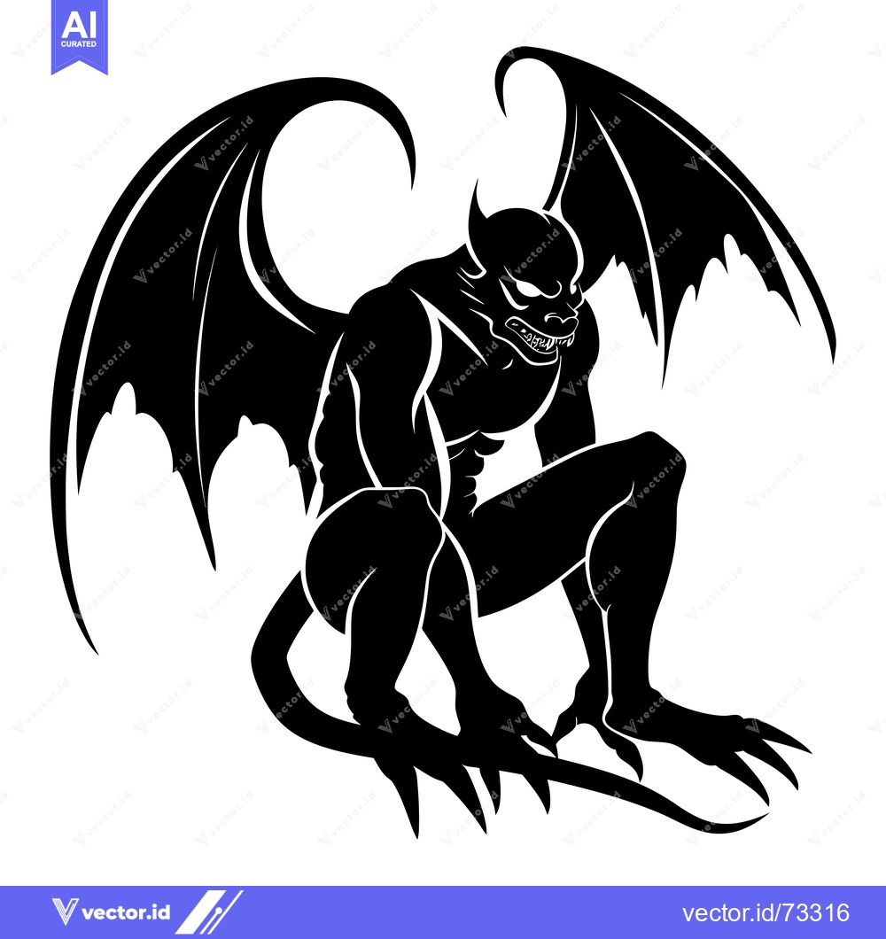 Premium Vector dari Black and White Silhouette of a Winged Creature