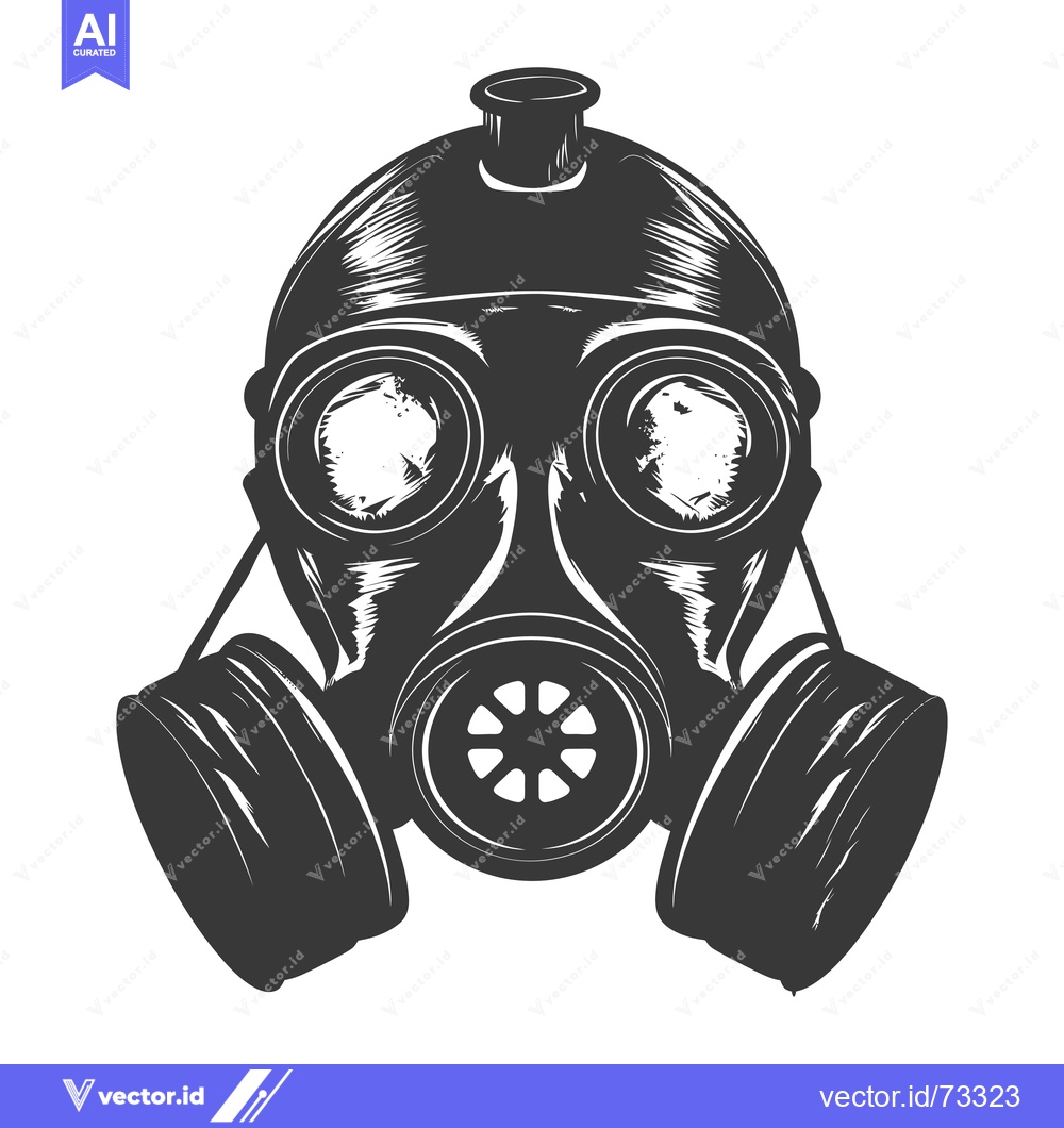 Premium Vector dari Hand-drawn illustration of a gas mask with textured detail.