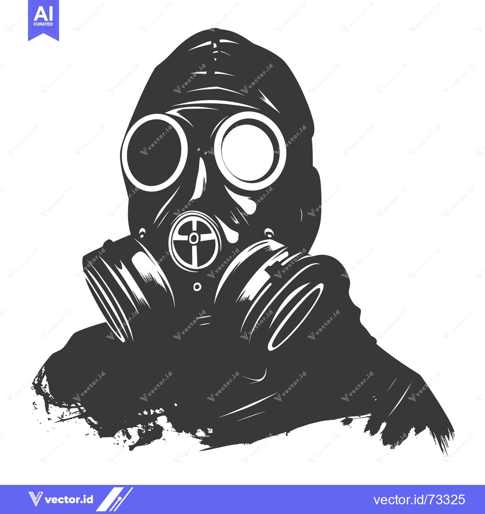 Premium Vector dari Silhouette of a Person Wearing a Gas Mask