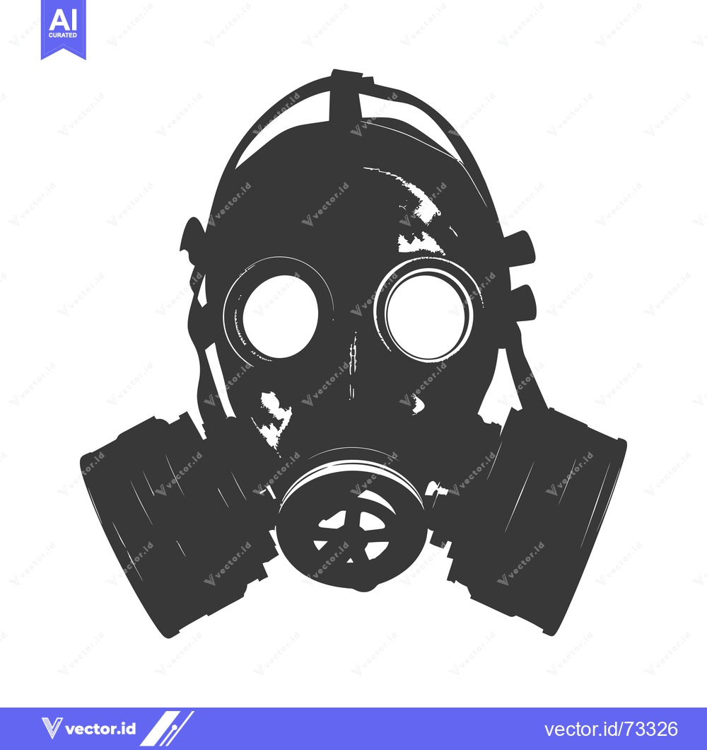 Premium Vector dari Black and White Silhouette of a Gas Mask