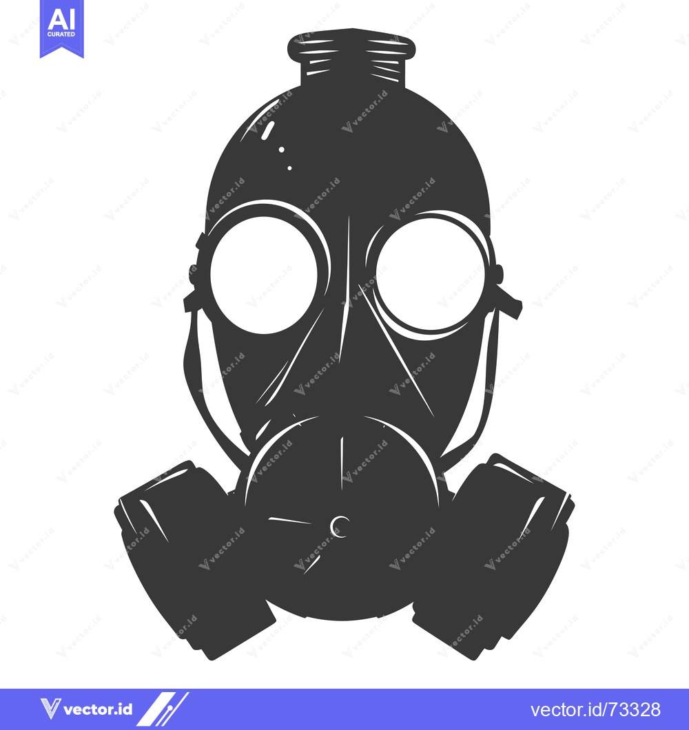Premium Vector of Black and White Illustration of a Gas Mask