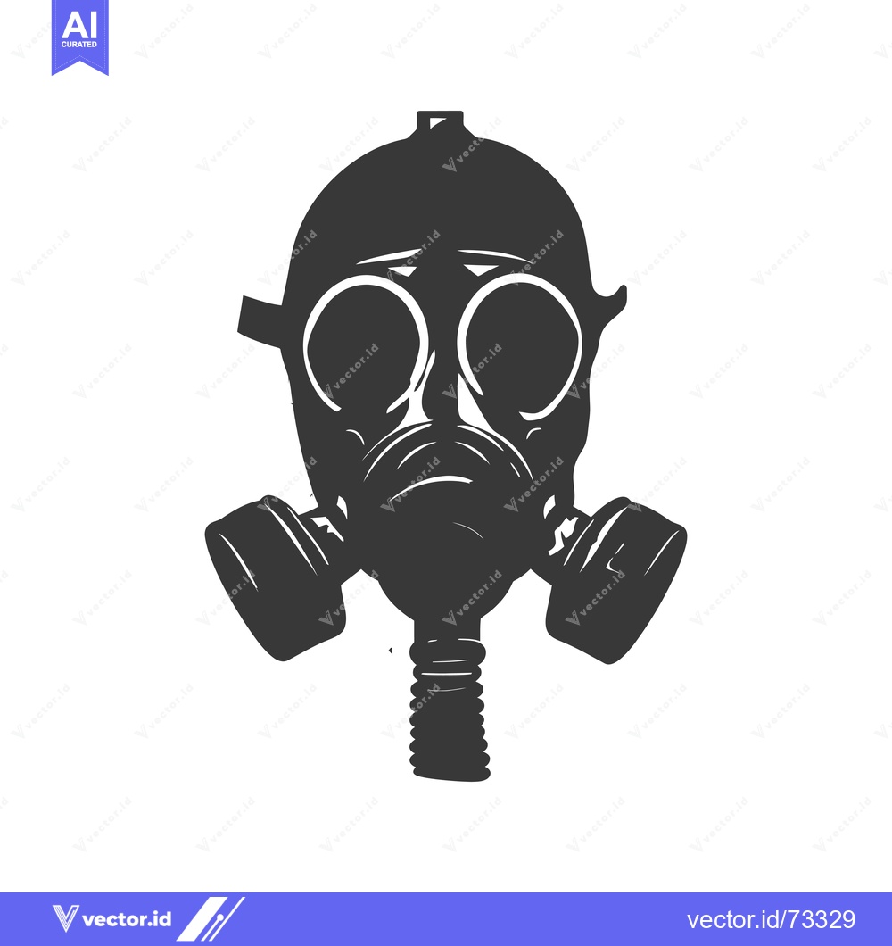 Premium Vector dari Black and White Silhouette of a Gas Mask
