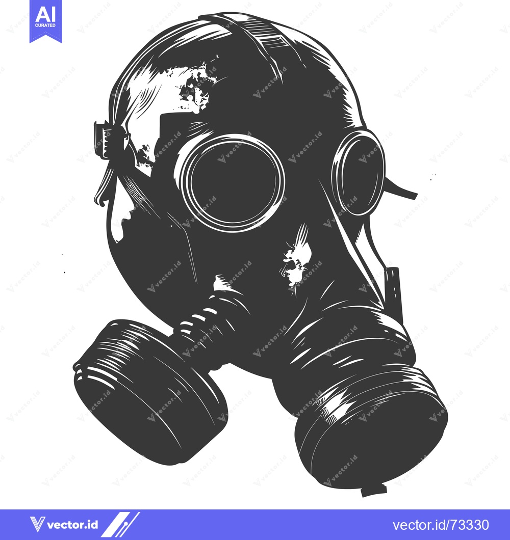Premium Vector dari Black and White Illustration of a Gas Mask
