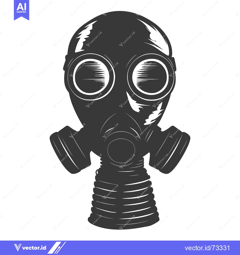 Premium Vector dari Black and White Illustration of a Gas Mask