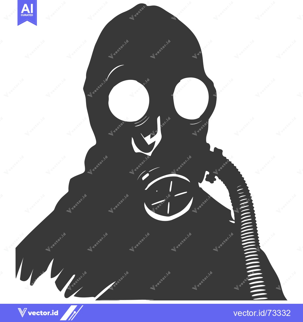 Premium Vector of Silhouette of a Person Wearing a Gas Mask