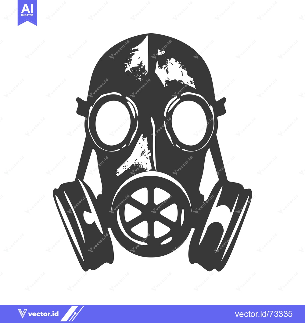 Premium Vector of Black and White Illustration of a Gas Mask