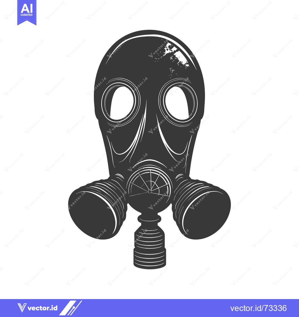 Premium Vector of A Black and White Illustration of a Gas Mask