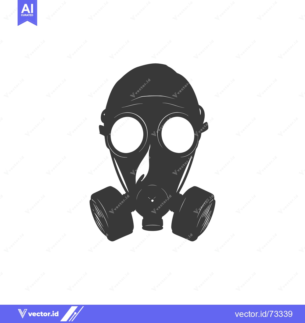Premium Vector of Black and White Silhouette of a Gas Mask