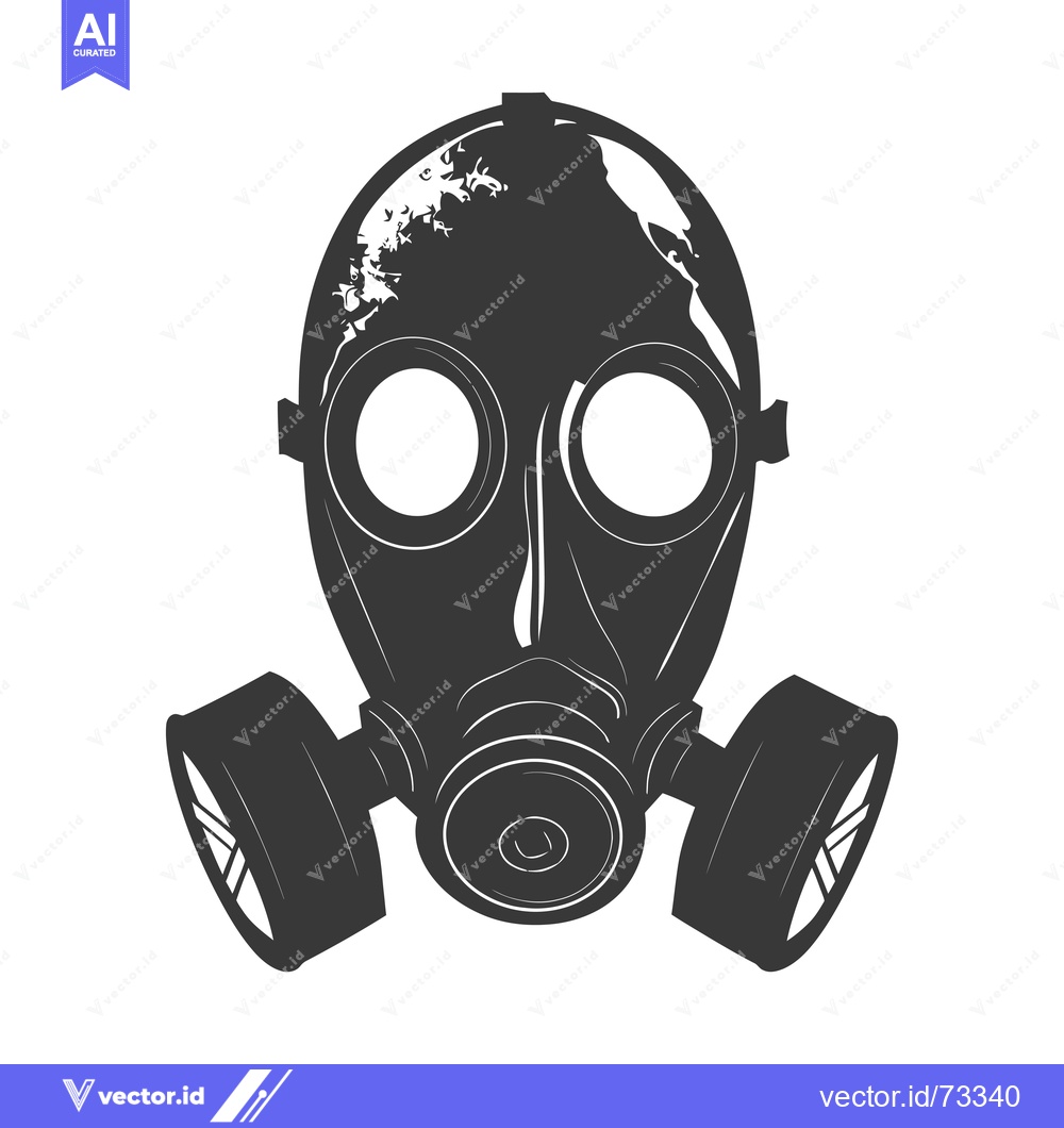Premium Vector dari A Black and White Illustration of a Gas Mask