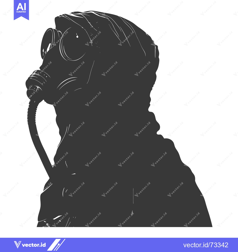 Premium Vector of Silhouette of a Person Wearing a Gas Mask and Hooded Clothing