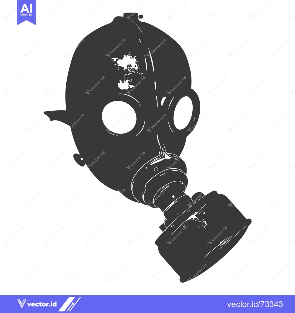Premium Vector of Black and White Silhouette of a Worn Gas Mask