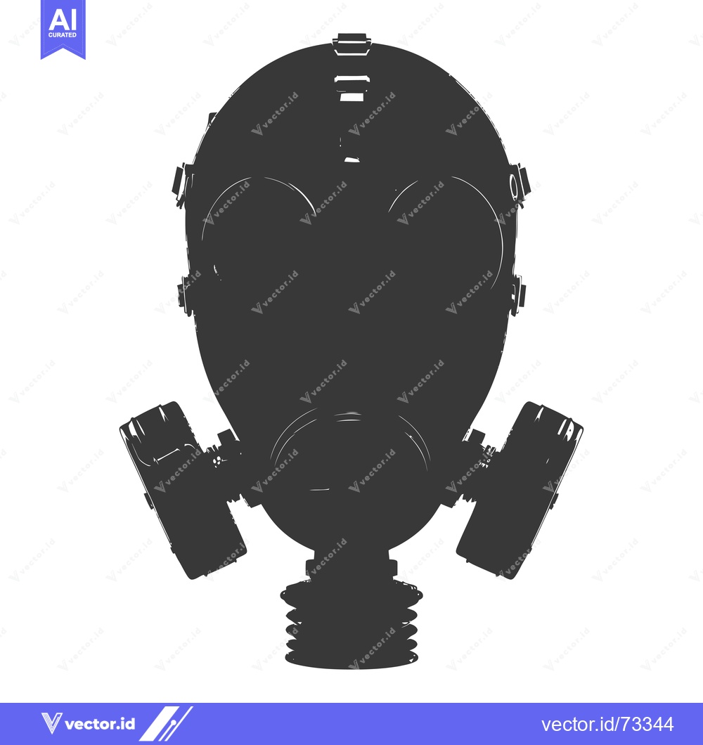 Premium Vector dari A Black and White Silhouette of a Gas Mask