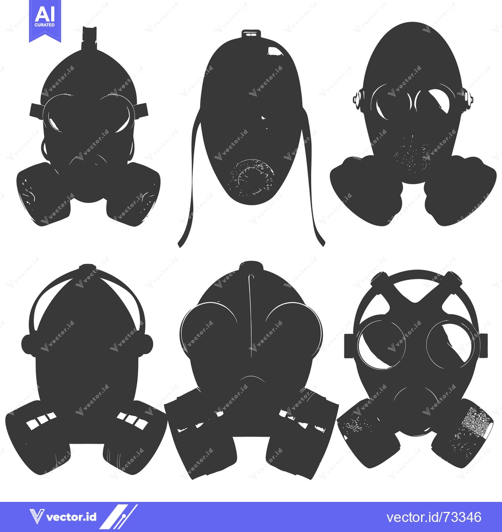 Premium Vector of Six Silhouettes of Gas Masks with Different Designs