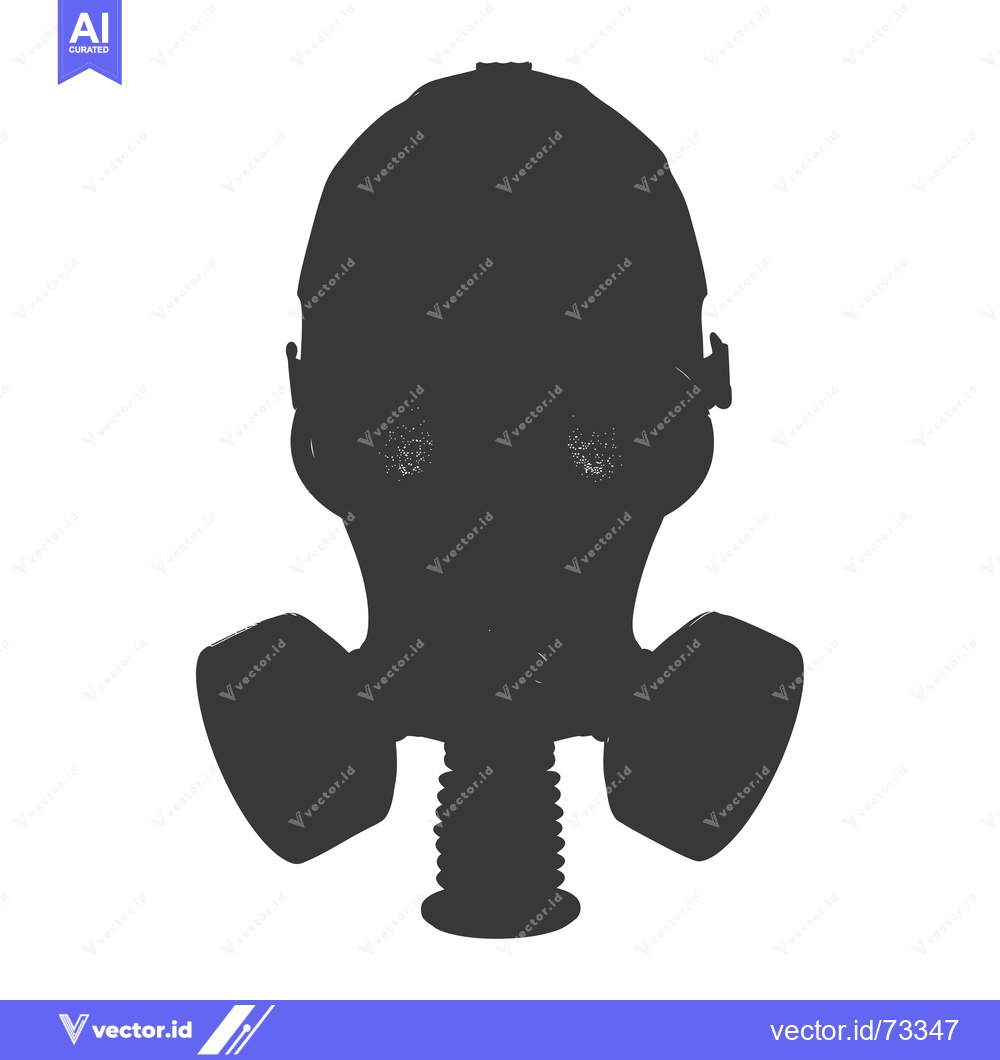 Premium Vector dari Black and white silhouette of a gas mask