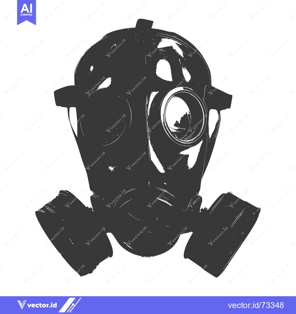 Premium Vector of Black and White Illustration of a Gas Mask