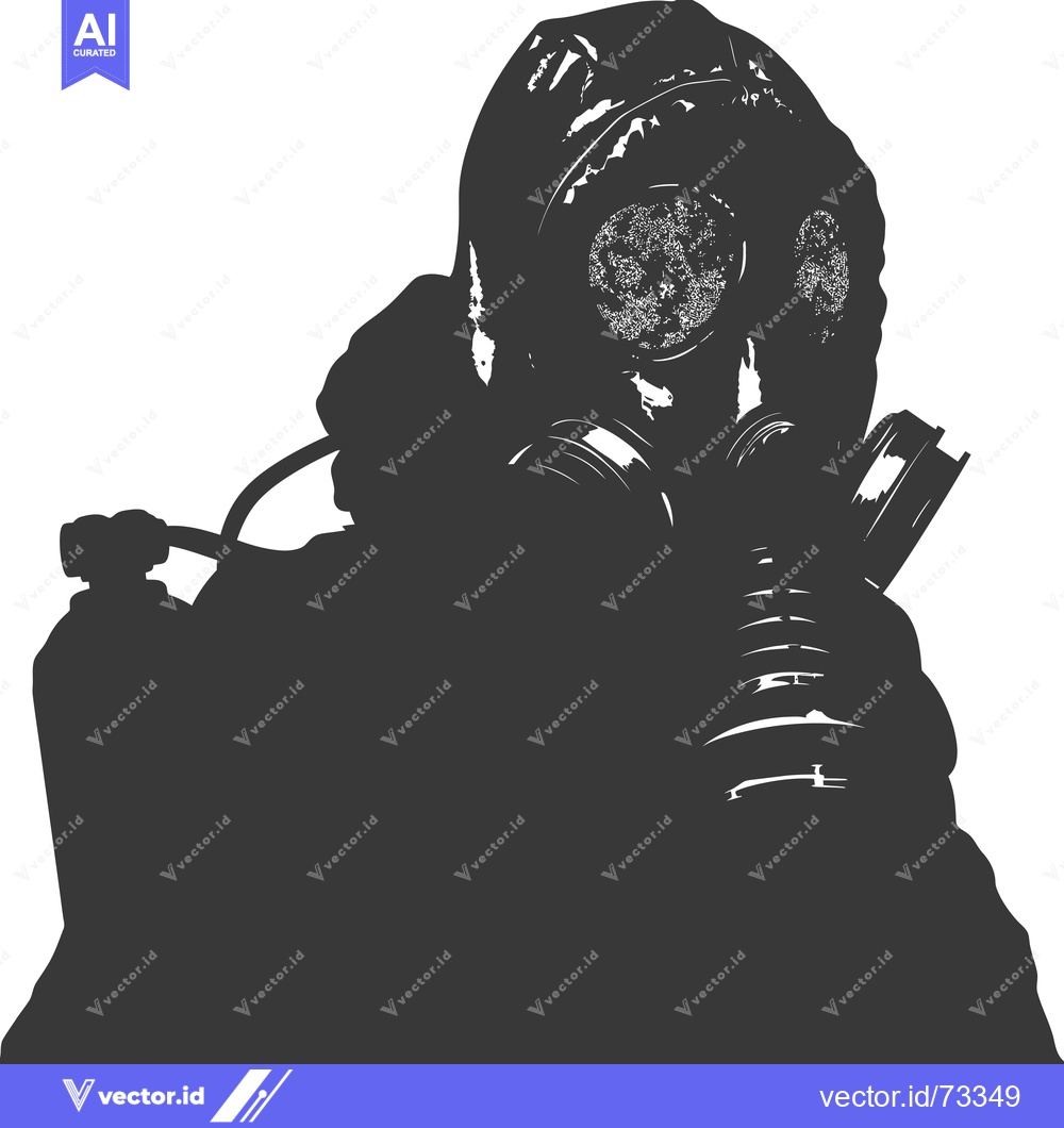 Premium Vector of Silhouette of a Person Wearing a Gas Mask