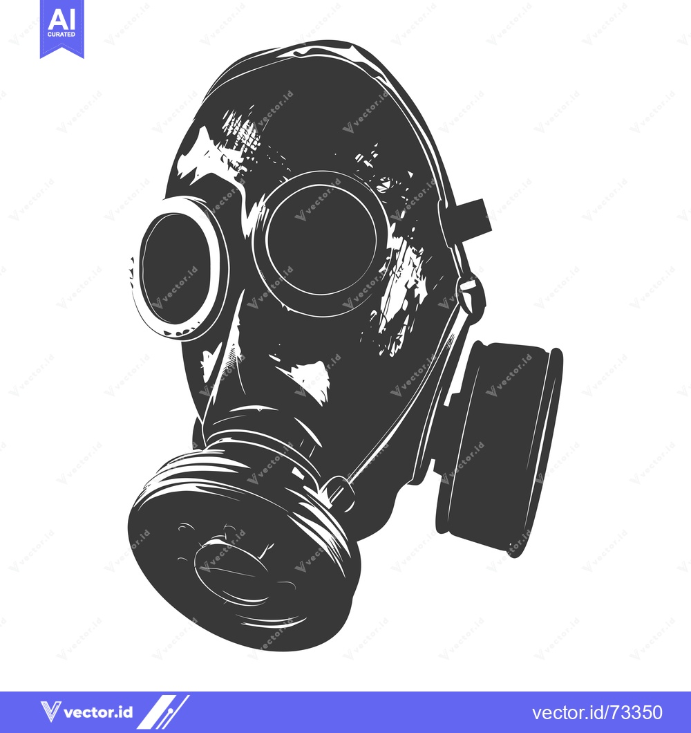 Premium Vector of A Black and White Sketch of a Gas Mask