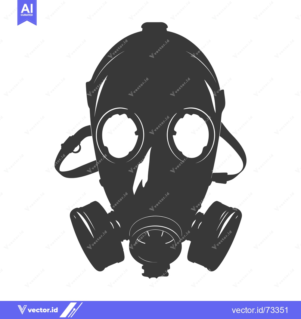 Premium Vector of Black and White Silhouette of a Gas Mask
