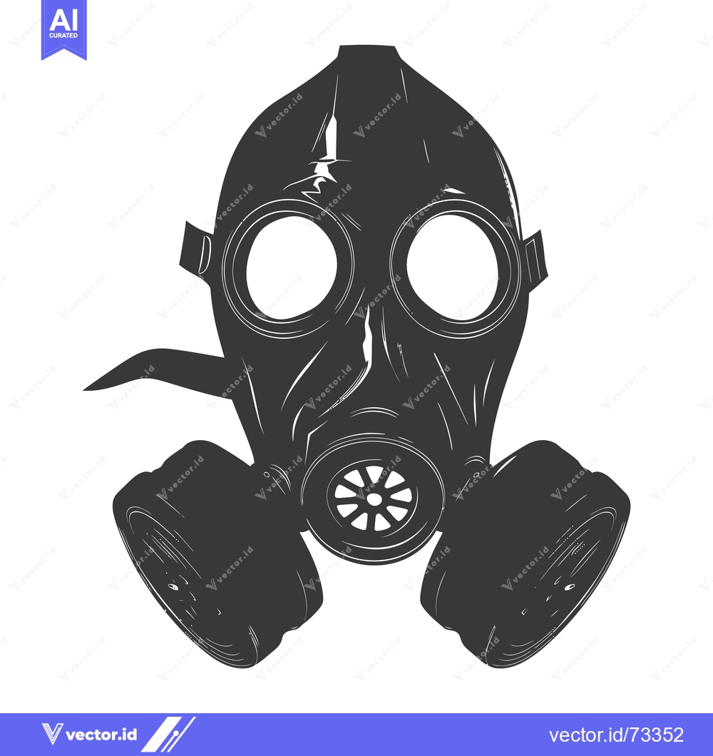 Premium Vector dari A black and white illustration of a gas mask