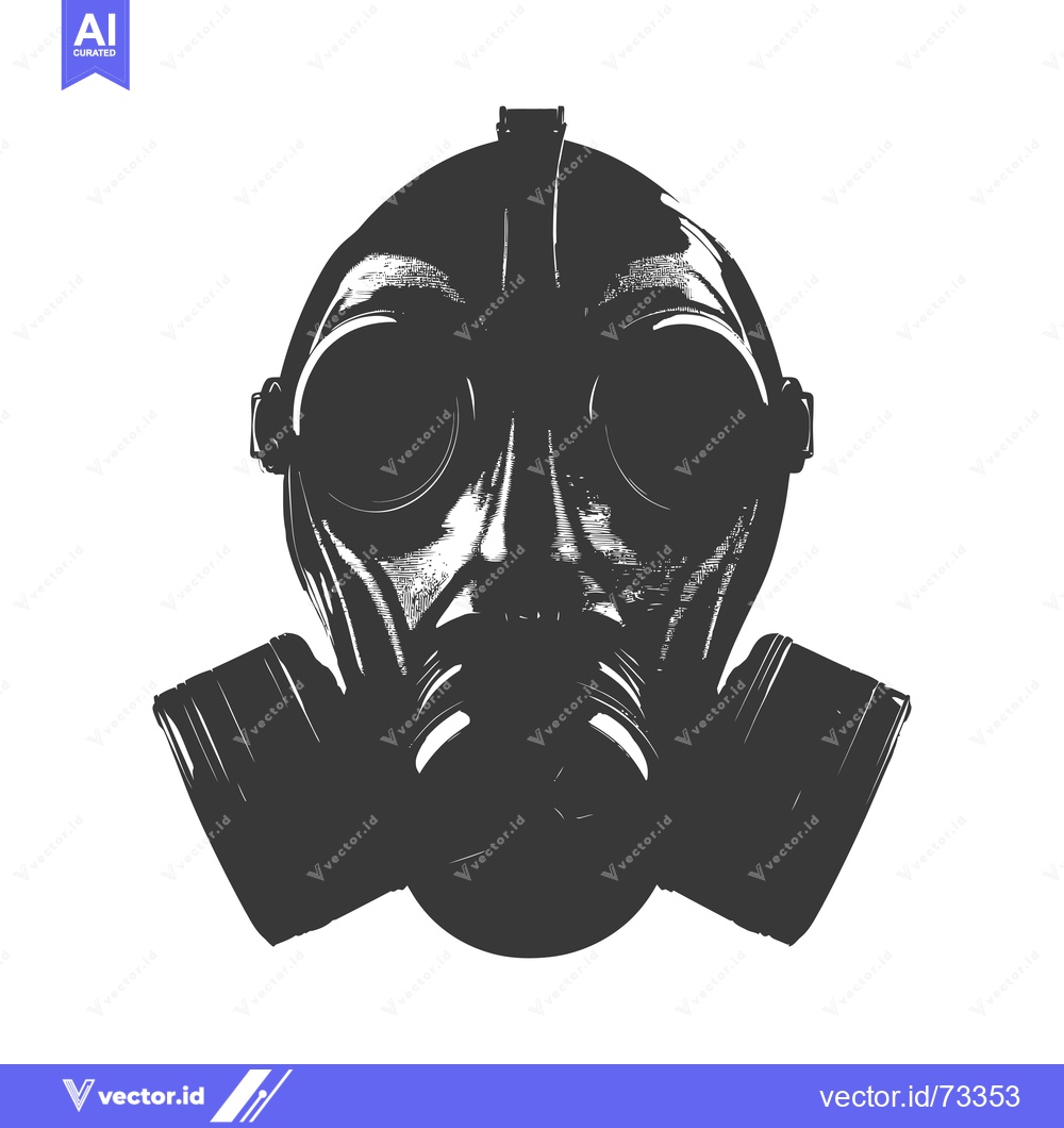 Premium Vector dari A Black and White Illustration of a Gas Mask