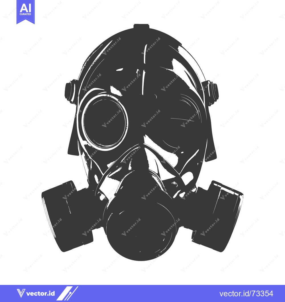 Premium Vector dari Black and White Illustration of a Gas Mask