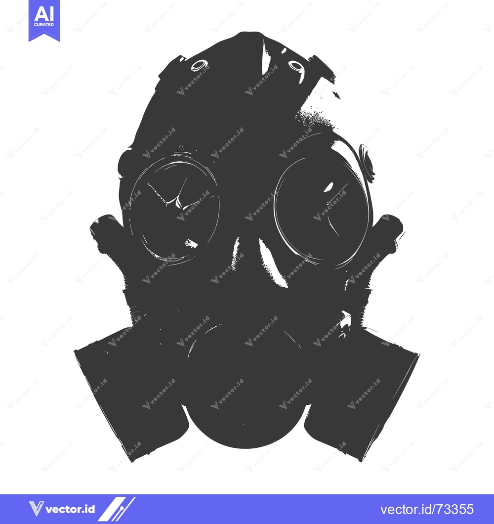 Premium Vector dari Black and White Silhouette of a Gas Mask